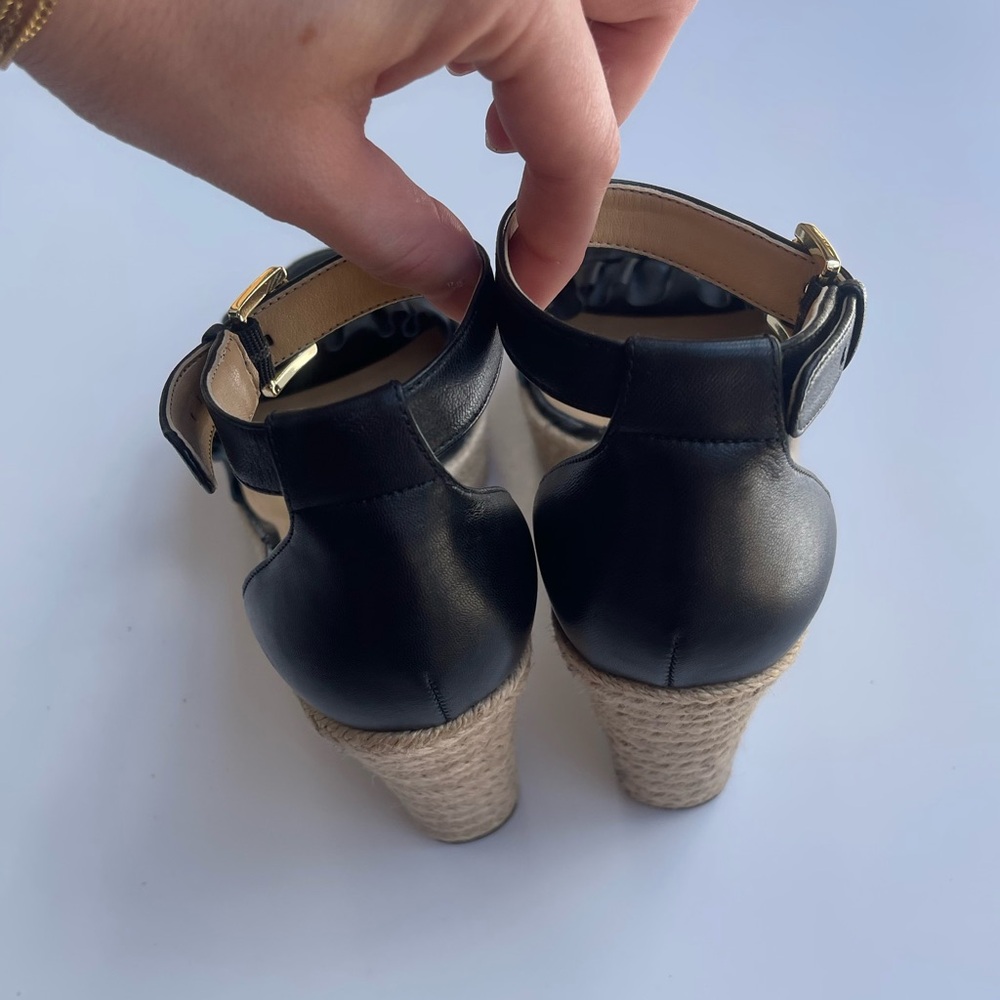 Michael Kors Black Bella Ruffle Wedge Espadrille Style - Picture 9 of 10
